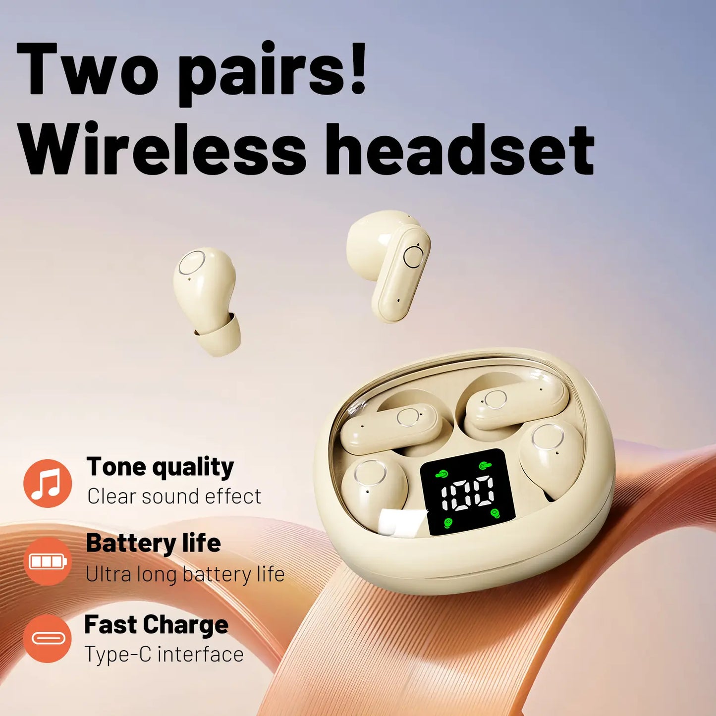 MSHUKCOE Wireless Headphones In-Ear Design Noise Cancelling True Wireless Earbuds with Digital Display Bluetooth 5.4 Gaming Headset for Running Exercising Lightweight Fitness Earphones Summerwins