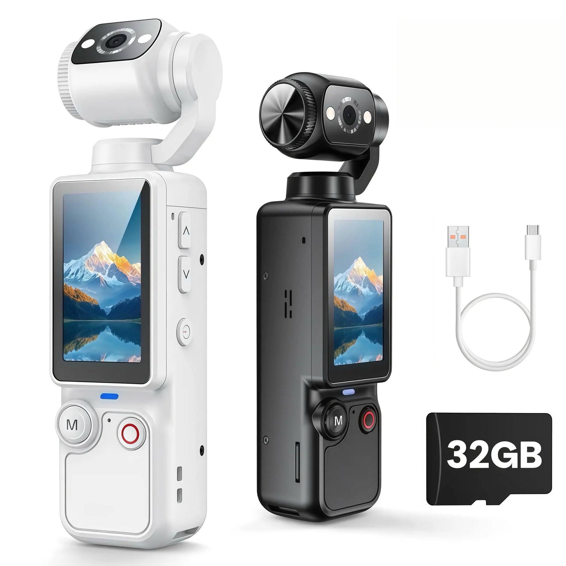 Portable Ultra HD Video Recorder with 180° Rotating Lens, Handheld Stabilizer Pocket Camera, Full Body Camera for Vlogging, Travel & Daily Life Recording, USB Rechargeable, Black, Vlogging Camera,Durable Construction, Camcorder#Summerwins #Dealsforyoudays