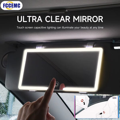 Rechargeable LED HD Car Visor Makeup Mirror