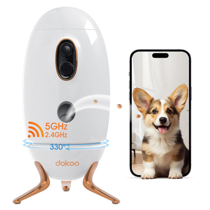 PawPresence™ 2K WiFi Pet Camera &amp; Treat Tosser – See, Talk &amp; Treat Your Dog From Anywhere