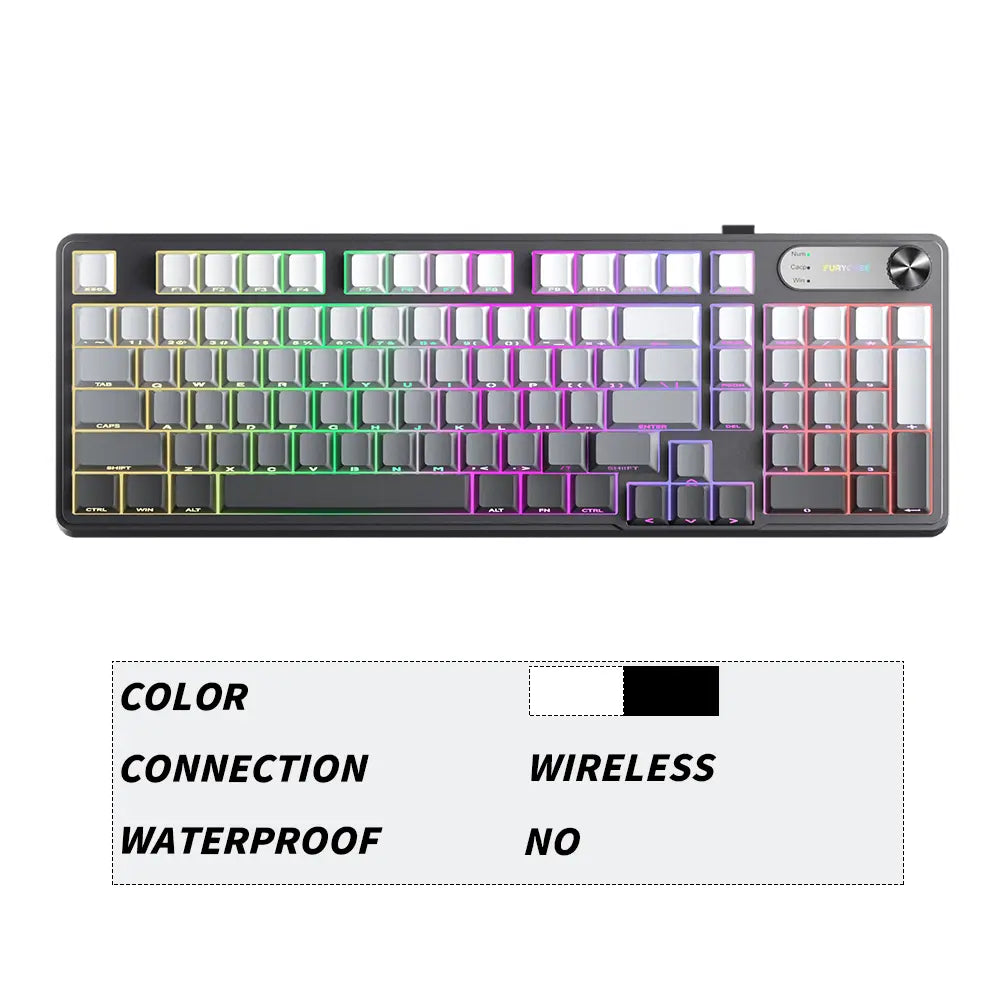 [NEW] FURYCUBE IP98S PRO Music Foundation Keyboard 98Keys Wired Wireless Keyboard with Number Pad Silent Media Knob Custom RGB Backlit Ergonomic for PC MAC PS4 Xbox ONE Membrane Keyboard Office Giftguide Silent