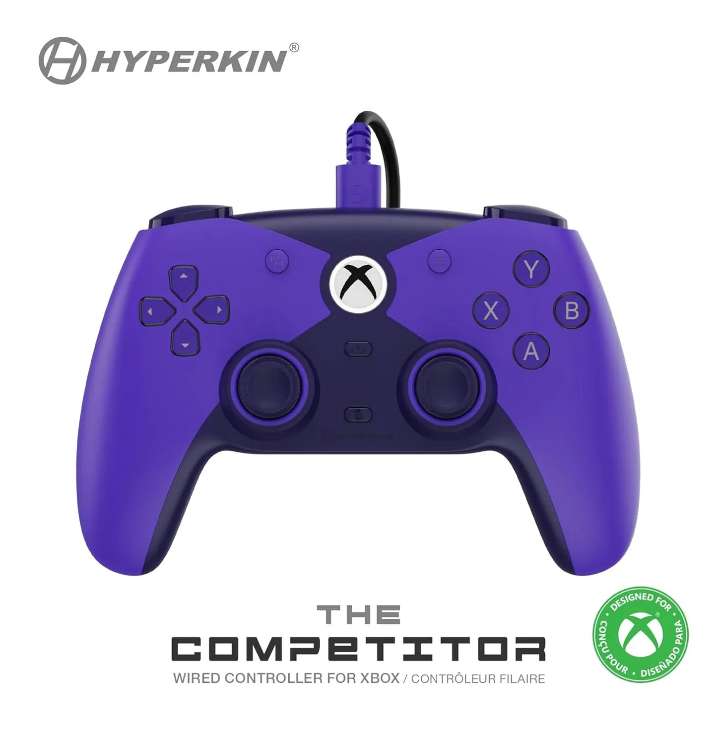 Hyperkin the Competitor Wired Controller for Xbox Series X|S, Xbox One & PC with Hall Effect Joysticks & Impulse Triggers; Symmetrical Layout & Precision D-Pad - Murasaki (Purple)
