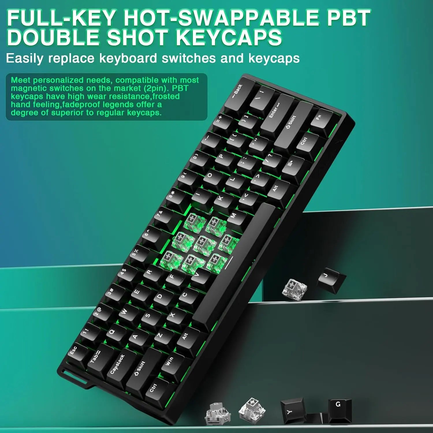 Aula WIN60 HE 60% Mechanical Keyboard Wired, Hall Effect Gaming Keyboard Magnetic Switch Hot Swappable, Adjustable Actuation Rapid Trigger Mode 8000Hz Polling Rate, RGB Keyboard 60 Percent Design Summerwins