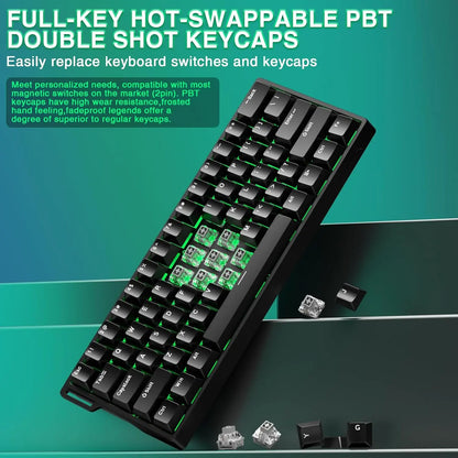 Aula WIN60 HE 60% Mechanical Keyboard Wired, Hall Effect Gaming Keyboard Magnetic Switch Hot Swappable, Adjustable Actuation Rapid Trigger Mode 8000Hz Polling Rate, RGB Keyboard 60 Percent Design Summerwins