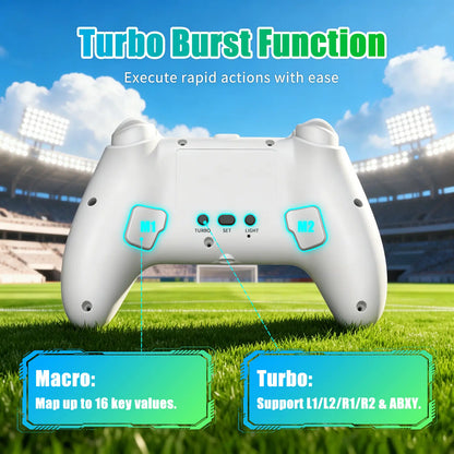 Football Theme Anti-Stick Drift Wireless Controller for PS5/PC – Programmable Macro Back Buttons, 6-Axis Gyro, Dual Vibration, Turbo, Touchpad, 3.5Mm Audio & Mic