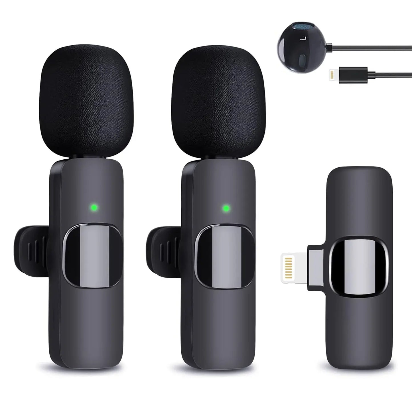 Wireless Lavalier Lapel Microphone for Iphone 15 /14/13/12/Ipad Series/Android/Computer - Bluetooth Mini Phone Microphones for Video Recording - 2 Clip on Mics with USB C Interface for Tiktok Youtube Vlog