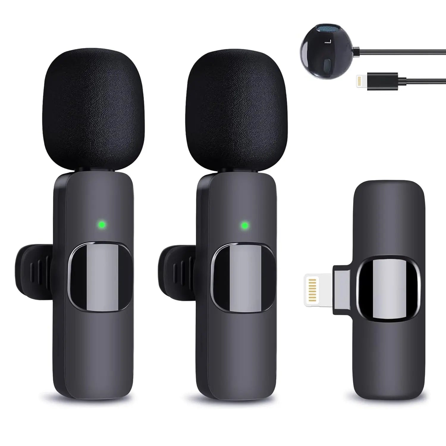 Wireless Lavalier Lapel Microphone for Iphone 15 /14/13/12/Ipad Series/Android/Computer - Bluetooth Mini Phone Microphones for Video Recording - 2 Clip on Mics with USB C Interface for Tiktok Youtube Vlog