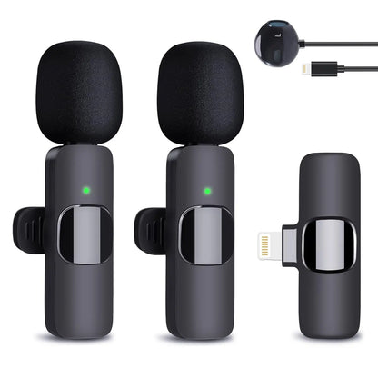 Wireless Lavalier Lapel Microphone for Iphone 15 /14/13/12/Ipad Series/Android/Computer - Bluetooth Mini Phone Microphones for Video Recording - 2 Clip on Mics with USB C Interface for Tiktok Youtube Vlog
