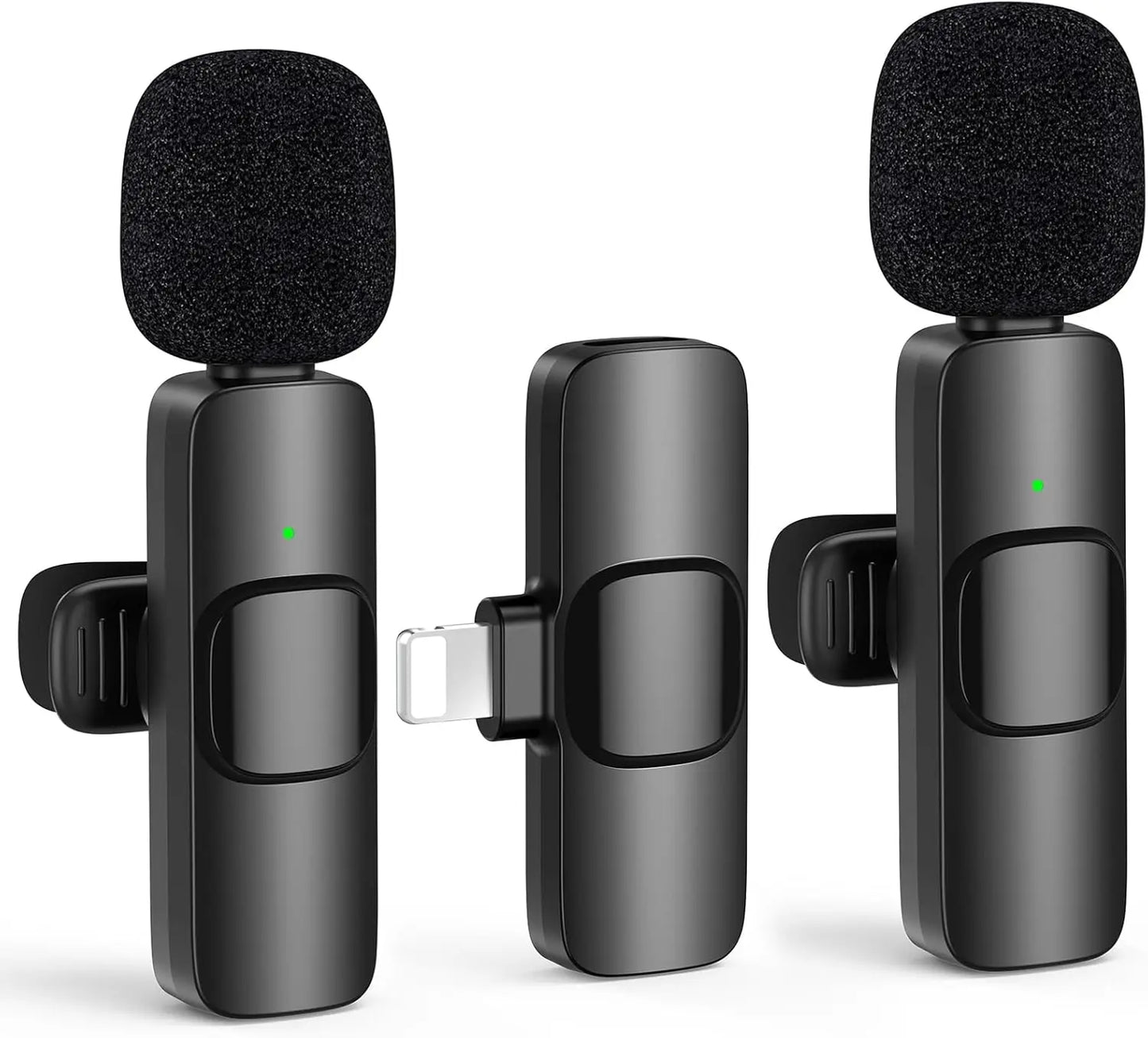 Wireless Lavalier Lapel Microphone for Iphone 15 /14/13/12/Ipad Series/Android/Computer - Bluetooth Mini Phone Microphones for Video Recording - 2 Clip on Mics with USB C Interface for Tiktok Youtube Vlog