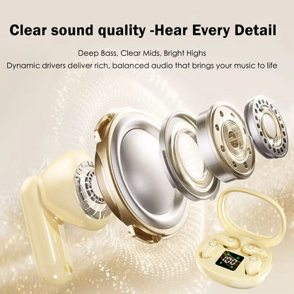 MSHUKCOE Wireless Headphones In-Ear Design Noise Cancelling True Wireless Earbuds with Digital Display Bluetooth 5.4 Gaming Headset for Running Exercising Lightweight Fitness Earphones Summerwins
