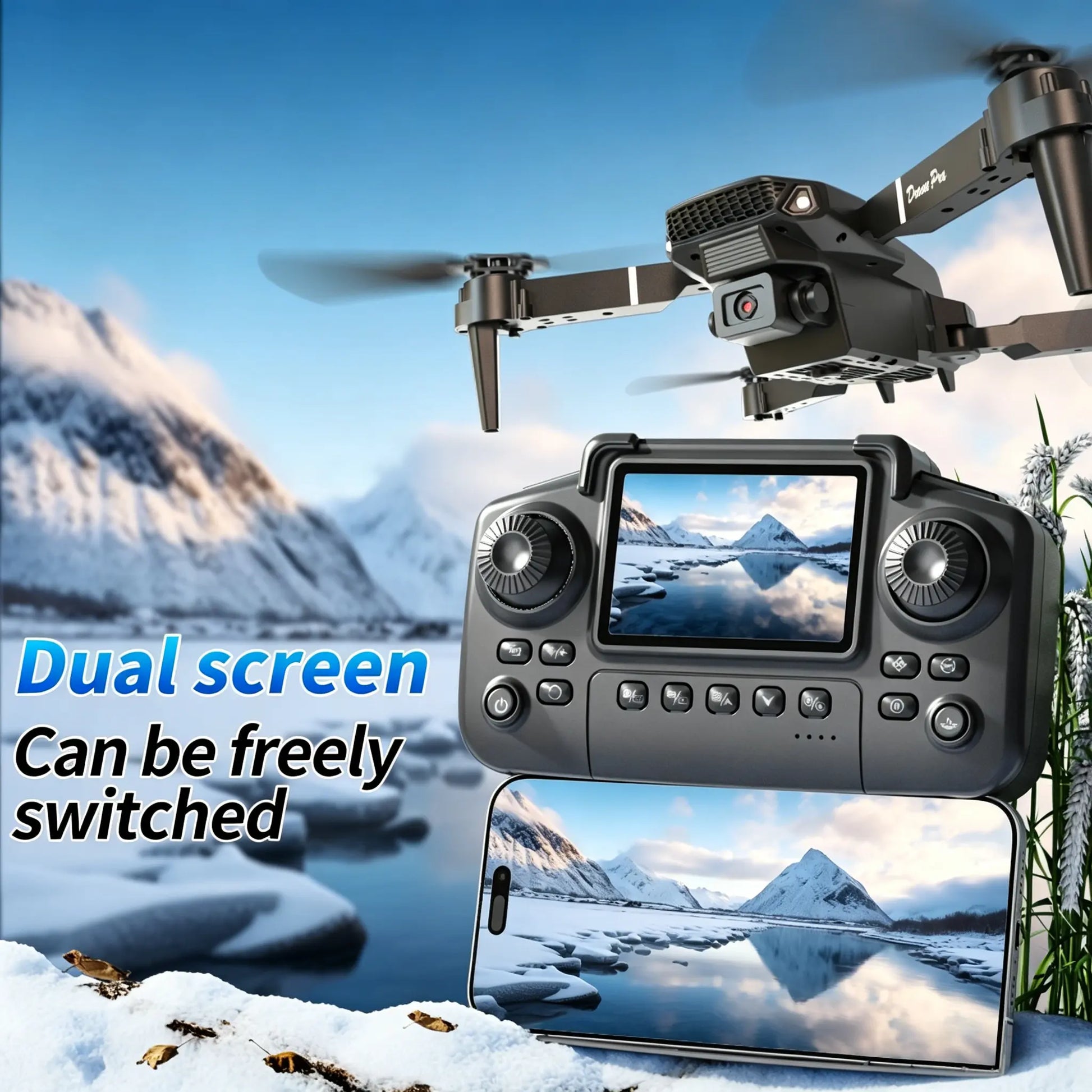 E88 Pro Drone with Screen Remote Control - Foldable Camera Drone for Beginners, Easy to Fly