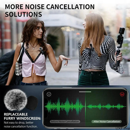 2 Pcs Wireless Lavalier Microphones for Iphone, Android, Ipad - Mini Wireless Clip-On Microphones Crystal Clear Sound Quality for Recording, Live Streaming,Vlog